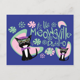 Meowsville Daddy-O Beatnik Kitty 2 Postcard