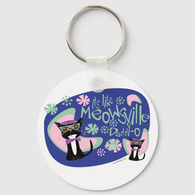 Meowsville Daddy-O Beatnik Kitty Keychain (Front)