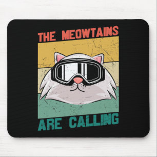 Meowtains Cat Ski Snowboard Snowboarding Skiing Sn Mouse Pad
