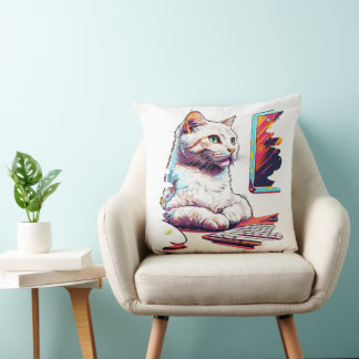 Meowtastic Coder Throw Pillow