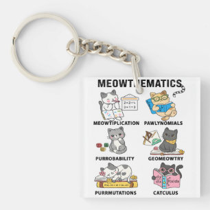 Meowthematics Funny Math Cat Puns For Math Lovers Keychain