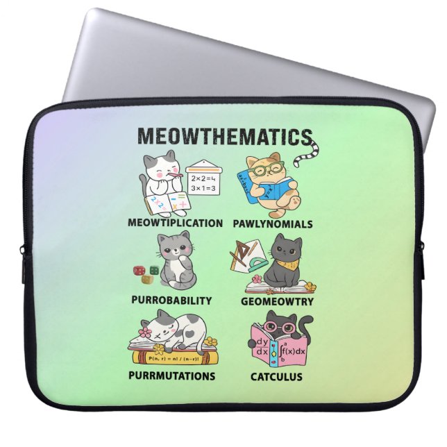 Meowthematics Funny Math Cat Puns For Math Lovers Laptop Sleeve (Front)