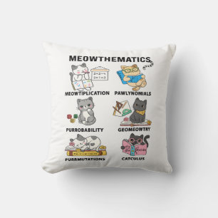 Meowthematics Funny Math Cat Puns For Math Lovers Throw Pillow