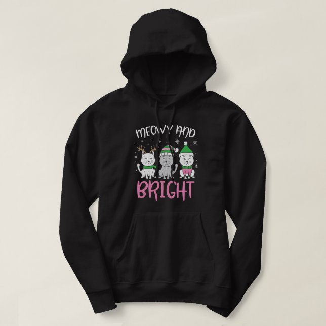 Meowy And Bright Cat Animal Lover Christmas Gift Hoodie (Design Front)