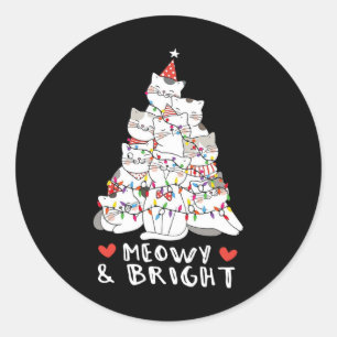 Meowy And Bright Cat Tree Cute Animal Kitten Chris Classic Round Sticker