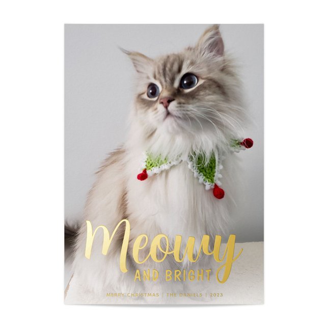 Meowy and Bright in Gold Foil Holiday Card (Creator Uploaded)