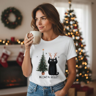 Meowy & Bright Cute Cat Christmas Tree Tri-Blend Shirt