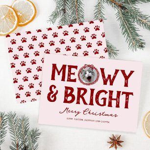Meowy & Bright Doodle Cat Photo Christmas Holiday Card