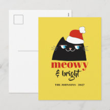 Meowy & Bright Funny Black Cat Christmas Holiday