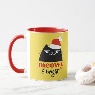 Meowy & Bright Personalized Black Cat Christmas Mug