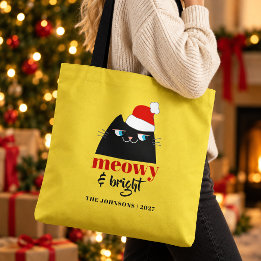 Meowy & Bright Personalized Cat Christmas Tote Bag