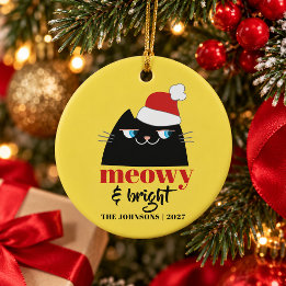 Meowy & Bright Personalized Family Cat Christmas Ceramic Ornament