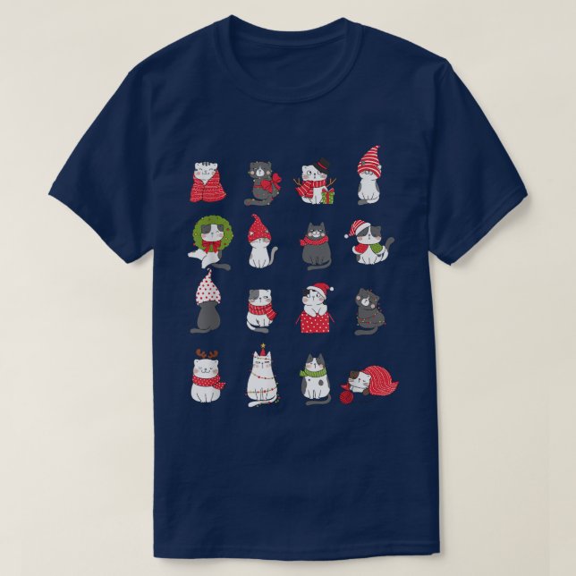 Meowy Cat Christmas Cute Santa Cats lovers  T-Shirt (Design Front)