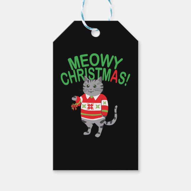 Meowy Cat Christmas Gift Tags (Front)