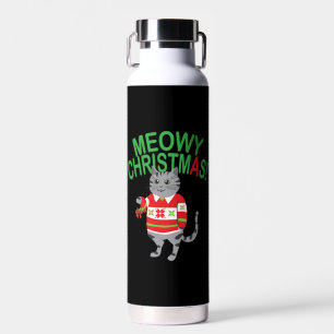 Meowy Cat Christmas Water Bottle