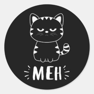 Meowy Cat Lovers Women Girls Meh Cat - Funny Cat Classic Round Sticker