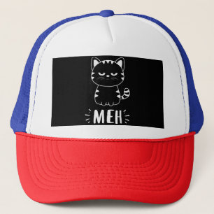 Meowy Cat Lovers Women Girls Meh Cat - Funny Cat Trucker Hat