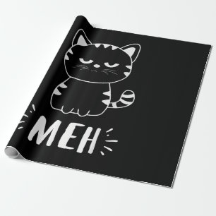 Meowy Cat Lovers Women Girls Meh Cat - Funny Cat Wrapping Paper