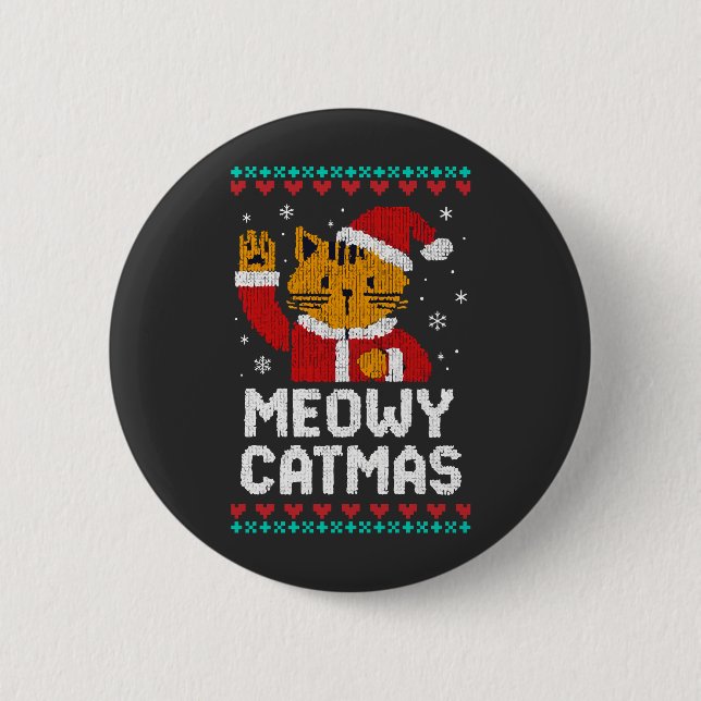 Meowy Catmas 2 Inch Round Button (Front)