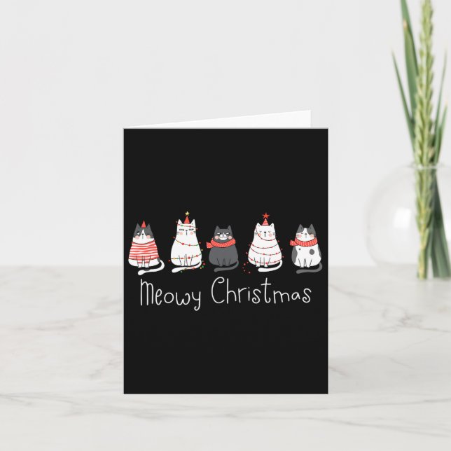 Meowy Catmas Cat Christmas Cute Cats Lover Santa H Card (Front)