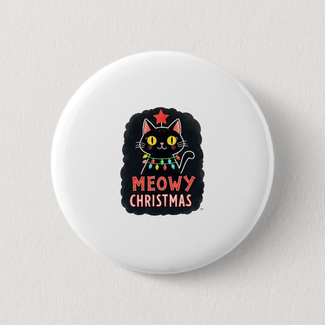 Meowy Catmas Cat Christmas Cute Kitten Cats Santa  2 Inch Round Button (Front)