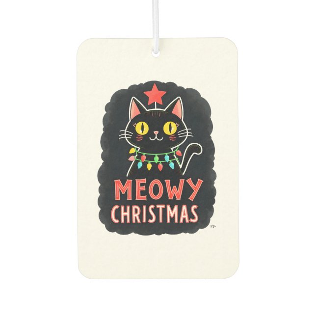 Meowy Catmas Cat Christmas Cute Kitten Cats Santa  Air Freshener (Front)