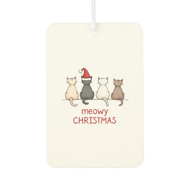 Meowy Catmas Cat Christmas Cute Kitten Cats Santa  Air Freshener (Front)