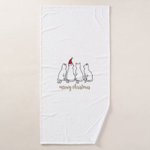 Meowy Catmas Cat Christmas Cute Kitten Cats Santa  Bath Towel