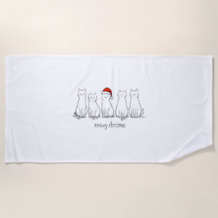 Meowy Catmas Cat Christmas Cute Kitten Cats Santa Beach Towel