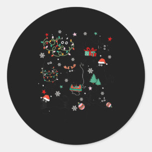 Meowy Catmas Cat Christmas Cute Kitten Cats Santa  Classic Round Sticker