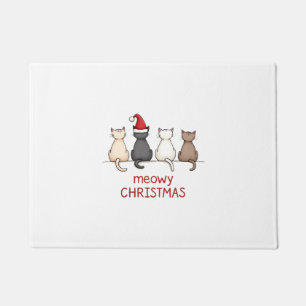 Meowy Catmas Cat Christmas Cute Kitten Cats Santa  Doormat