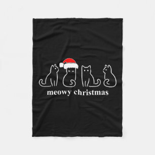 Meowy Catmas Cat Christmas Cute Kitten Cats Santa Fleece Blanket