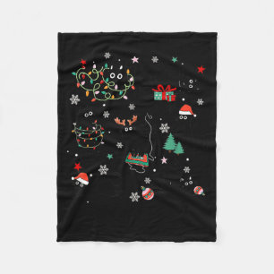 Meowy Catmas Cat Christmas Cute Kitten Cats Santa  Fleece Blanket