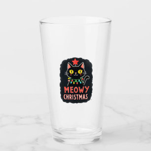 Meowy Catmas Cat Christmas Cute Kitten Cats Santa  Glass