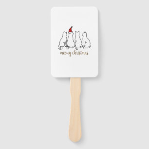 Meowy Catmas Cat Christmas Cute Kitten Cats Santa  Hand Fan