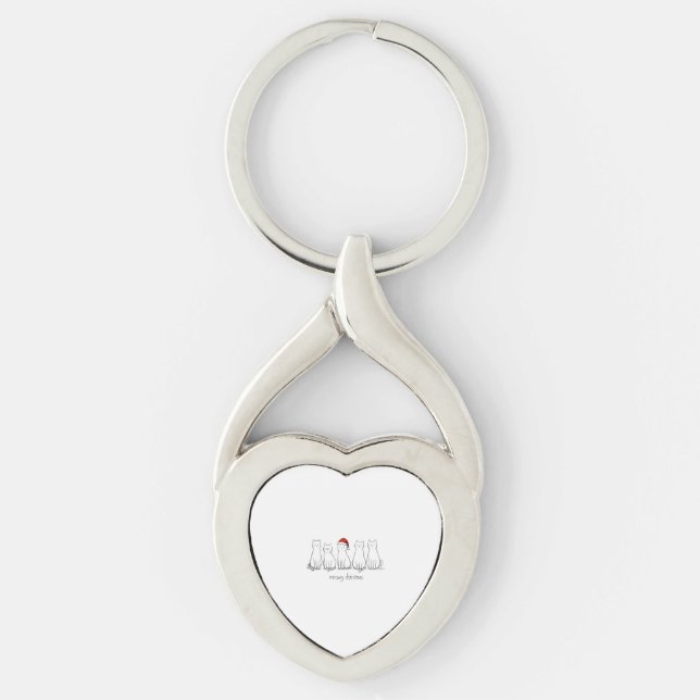 Meowy Catmas Cat Christmas Cute Kitten Cats Santa  Keychain (Front)