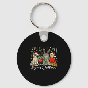 Meowy Catmas Cat Christmas Cute Kitten Cats Santa Keychain