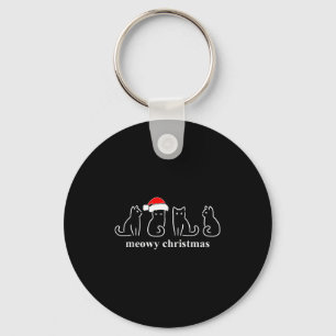 Meowy Catmas Cat Christmas Cute Kitten Cats Santa  Keychain
