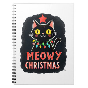 Meowy Catmas Cat Christmas Cute Kitten Cats Santa Notebook