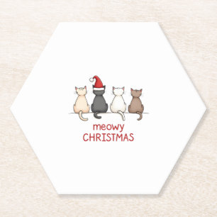 Meowy Catmas Cat Christmas Cute Kitten Cats Santa Paper Coaster