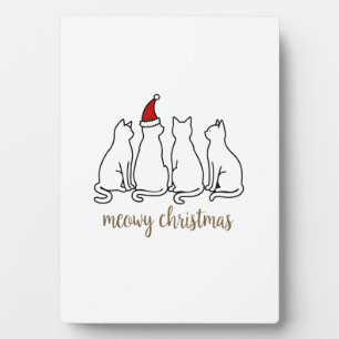 Meowy Catmas Cat Christmas Cute Kitten Cats Santa  Plaque