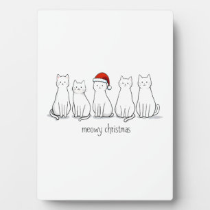 Meowy Catmas Cat Christmas Cute Kitten Cats Santa  Plaque