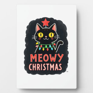 Meowy Catmas Cat Christmas Cute Kitten Cats Santa  Plaque