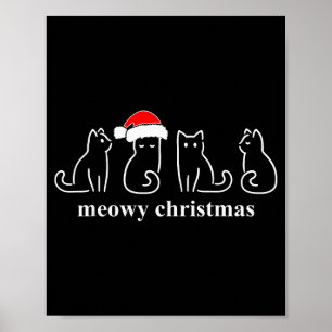Meowy Catmas Cat Christmas Cute Kitten Cats Santa Poster
