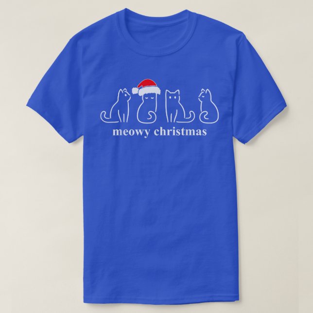 Meowy Catmas Cat Christmas Cute Kitten Cats Santa  T-Shirt (Design Front)
