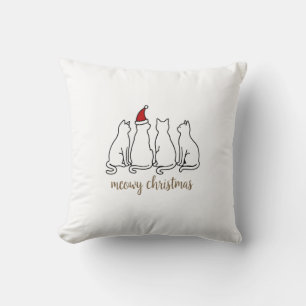 Meowy Catmas Cat Christmas Cute Kitten Cats Santa Throw Pillow