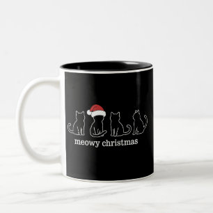 Meowy Catmas Cat Christmas Cute Kitten Cats Santa Two-Tone Coffee Mug