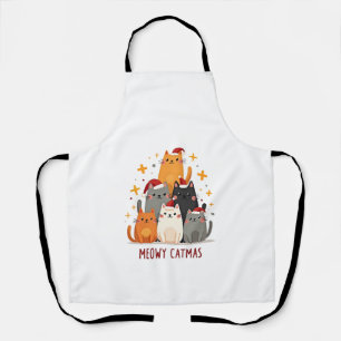 Meowy Catmas Cat Christmas Tree Xmas (1) Apron