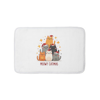 Meowy Catmas Cat Christmas Tree Xmas (1) Bath Mat