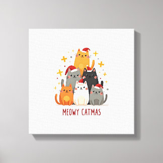 Meowy Catmas Cat Christmas Tree Xmas (1) Canvas Print